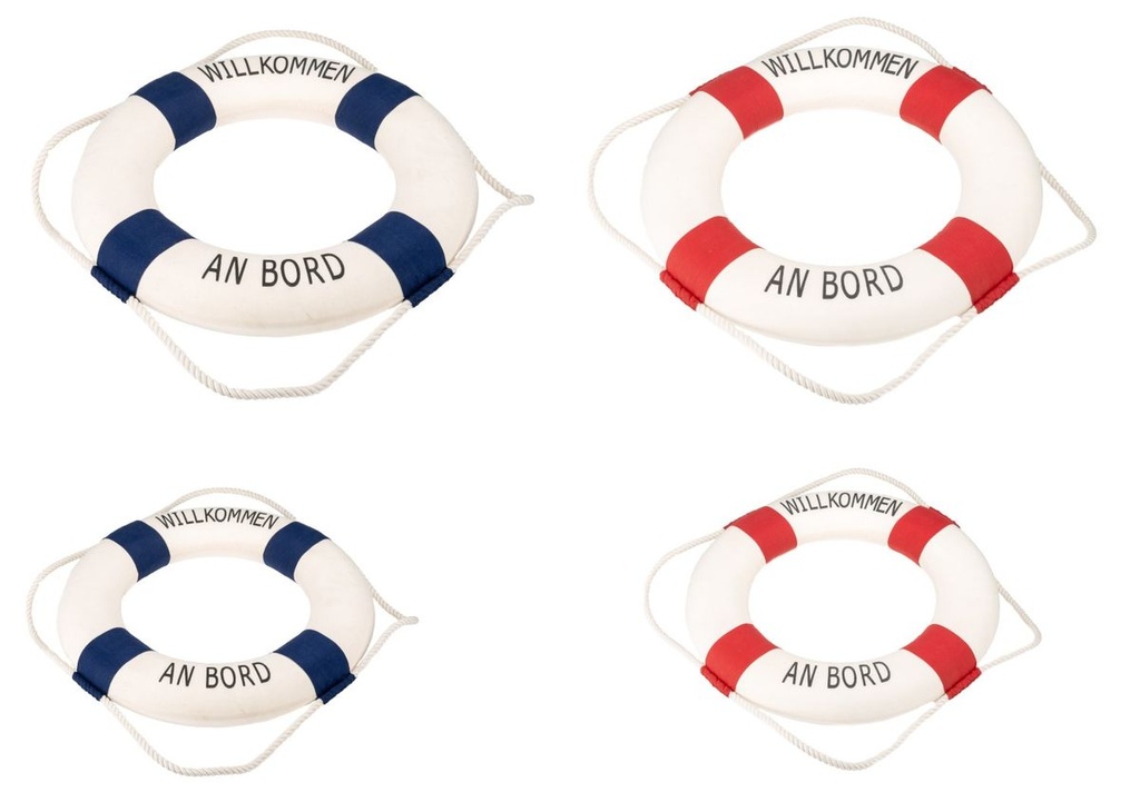 Rettungsring "Willkommen an Bord", in Rot und Blau und in vielen Größen Wählbar | Rettungsring zur Dekoration | maritime Deko zum Aufhängen | Wanddeko