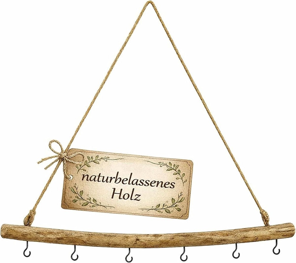 Deko Ast zum Aufhängen Treibholz Kordel Haken 50 oder 80 cm Fensterdeko Türdeko