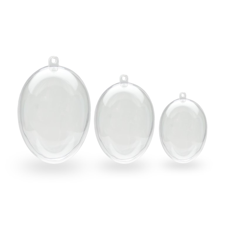 Kunststoffeier transparent glasklar teilbar zum Basteln und Bemalen  in 3 Längen Wählbar 60 | 80 | 100mm