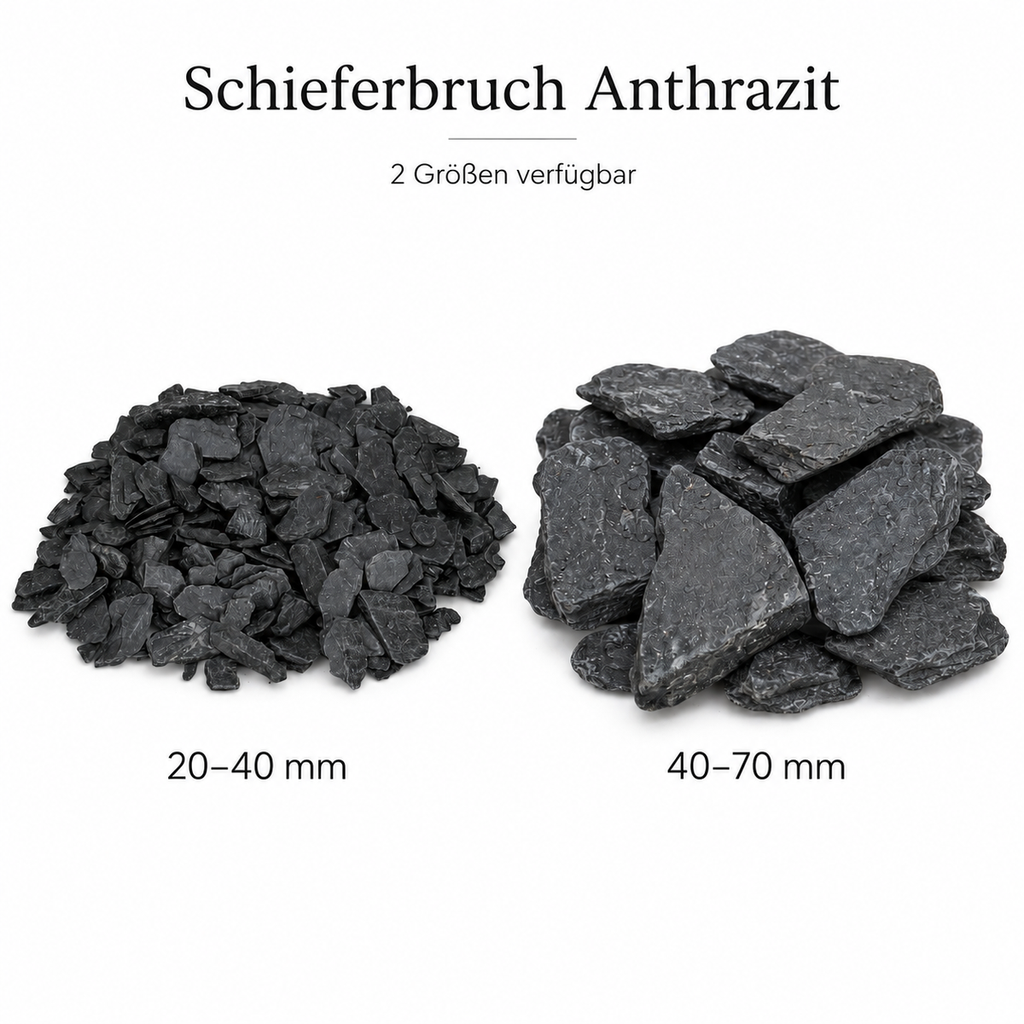 Schieferbruch Anthrazit 1 kg Naturstein Bruchstein 2 Körnungen Deko Naturdeko