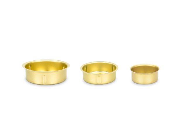 Teelichthalter in Gold, Größe frei wählbar mit Ø zwischen 40 und 70mm | Teelichttüllen