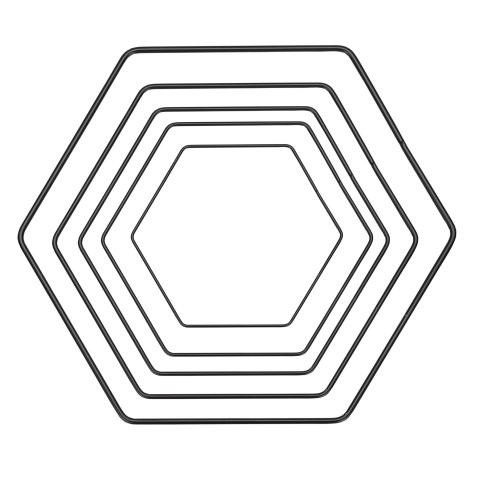 Hexagon aus Draht, in Schwarz,  wählbar in Größen zwischen 20 und 40 cm | Metallring