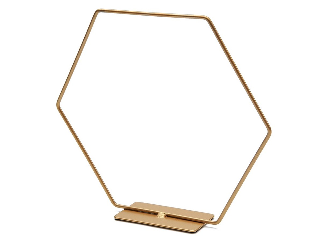 Hexagon Gold Draht mit Fuß Sechseck Tischdeko 3 Größen Deko Trockenblumen