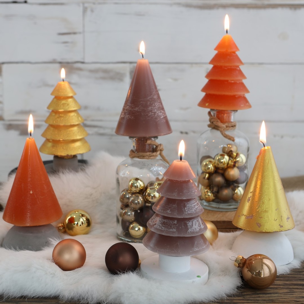 Tannenbaum-Kerze, Packung mit 2 Stück, Höhe ca. 12cm, Durchmesser ca. 7cm, viele Farben erhältlich | Weihnachtskerze