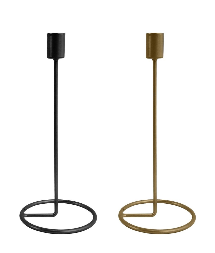 Kerzenständer in Schwarz oder Gold, wählbar, Höhe 26cm | Kerzenhalter aus Metall