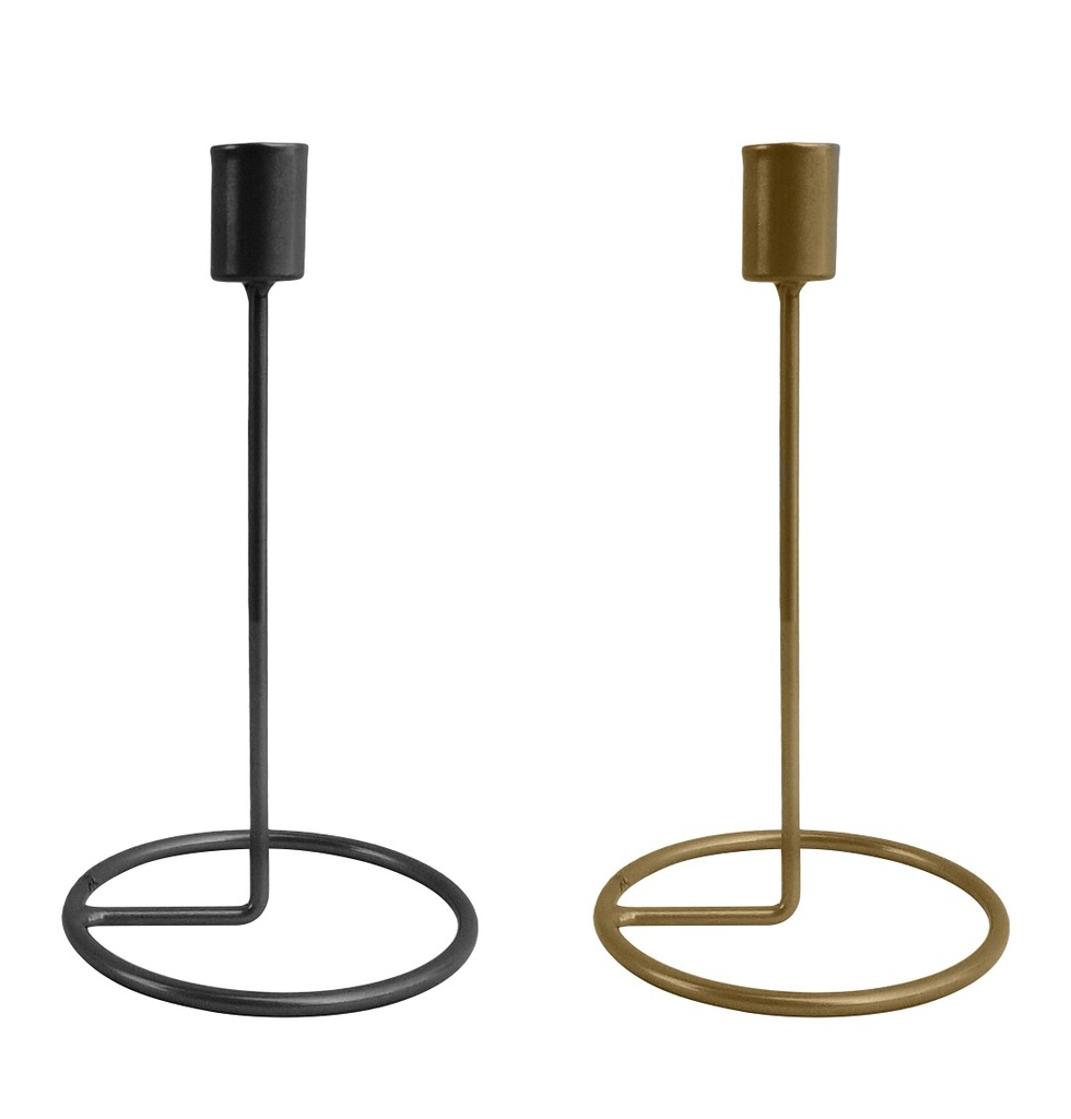 Kerzenständer in Schwarz oder Gold, wählbar, Höhe 20cm | Kerzenhalter aus Metall