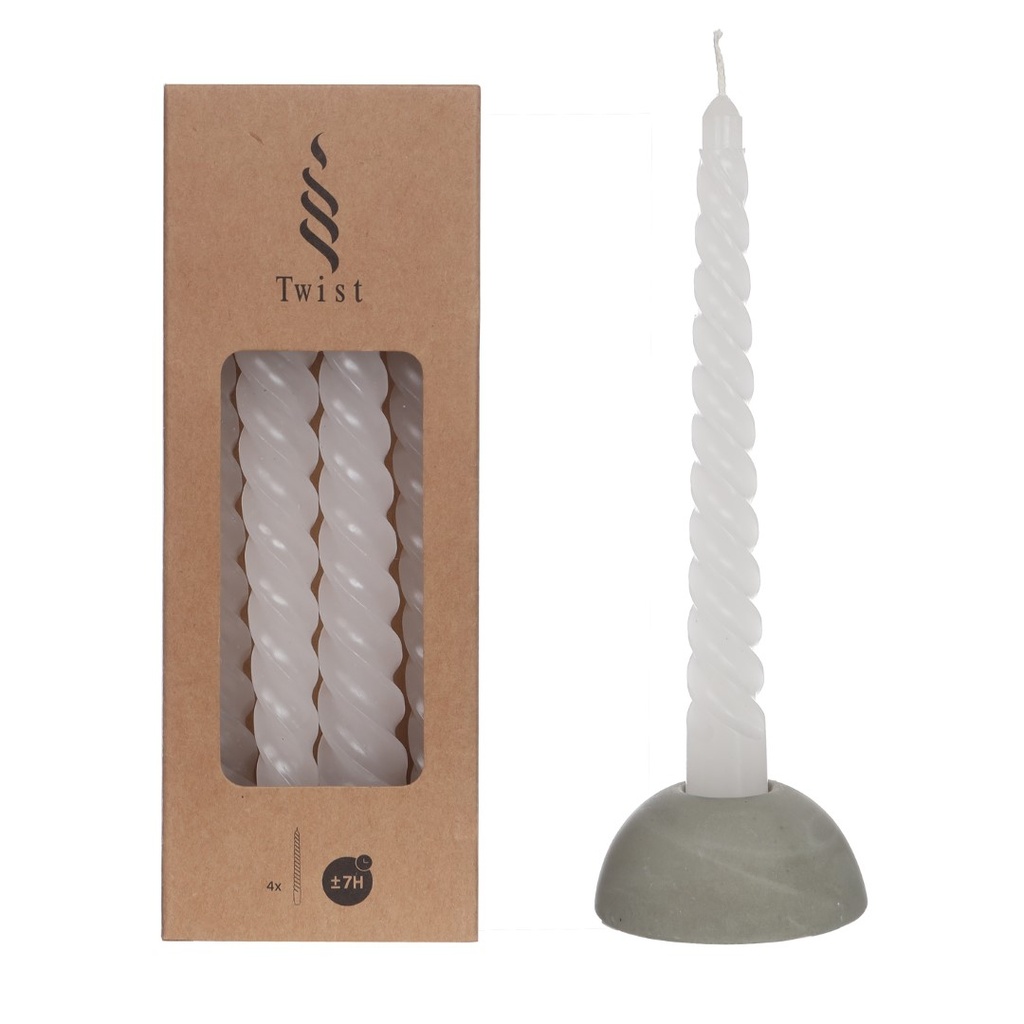 Spiralkerzen 4er Set, Höhe 19 cm, acht Farben, Twisted Deko Natur Naturdeko