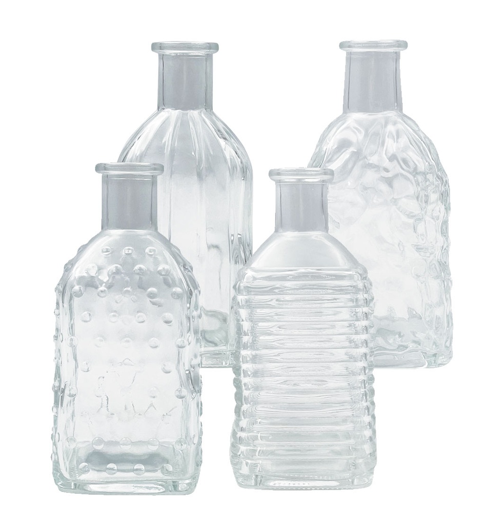 Vintage Glasvasen, 4 Stück - H 13,5 cm - Ø 6,5 cm, in vielen Farben wählbar