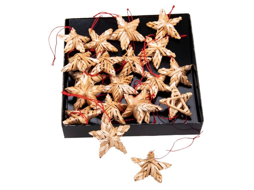 Strohsterne 20 Stück in 4 oder 6 cm Christbaumschmuck gefädelt Weihnachtsdeko