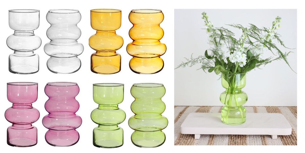 Zwillingsvase 2er Set, Ø 10 cm, Höhe 18 cm, fünf Farben Deko Natur Naturdeko