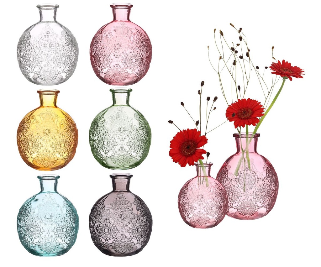 Kugelvase 'Bologna' 12 und 17 cm, sechs Farben, Glasvase Deko Natur Naturdeko