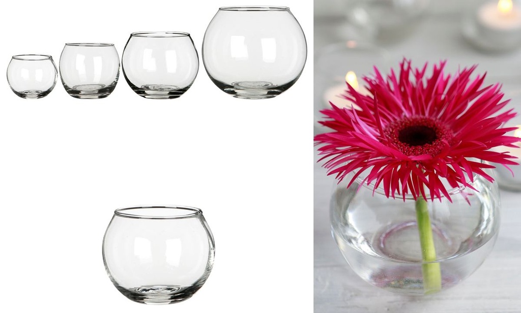 Kugelglas in 4 Größen Kugelvase Glaskugel Windlicht Teelichtglas Dekoglas Vase