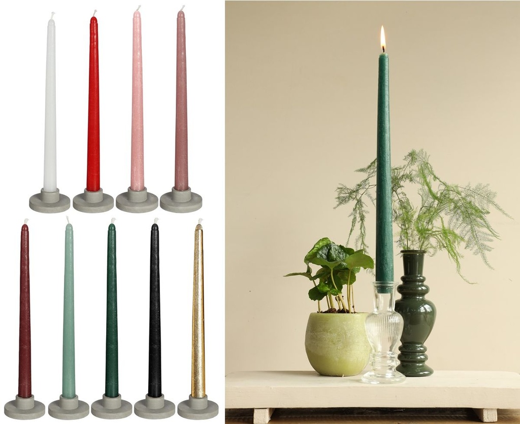 Spitzkerzen rustikal, im Set mit 4 Stück, Höhe 30cm, in vielen Farben erhältlich, Brenndauer 7 Stunden | Stabkerzen | Lichtkerzen | Tafelkerzen | Leuchterkerzen