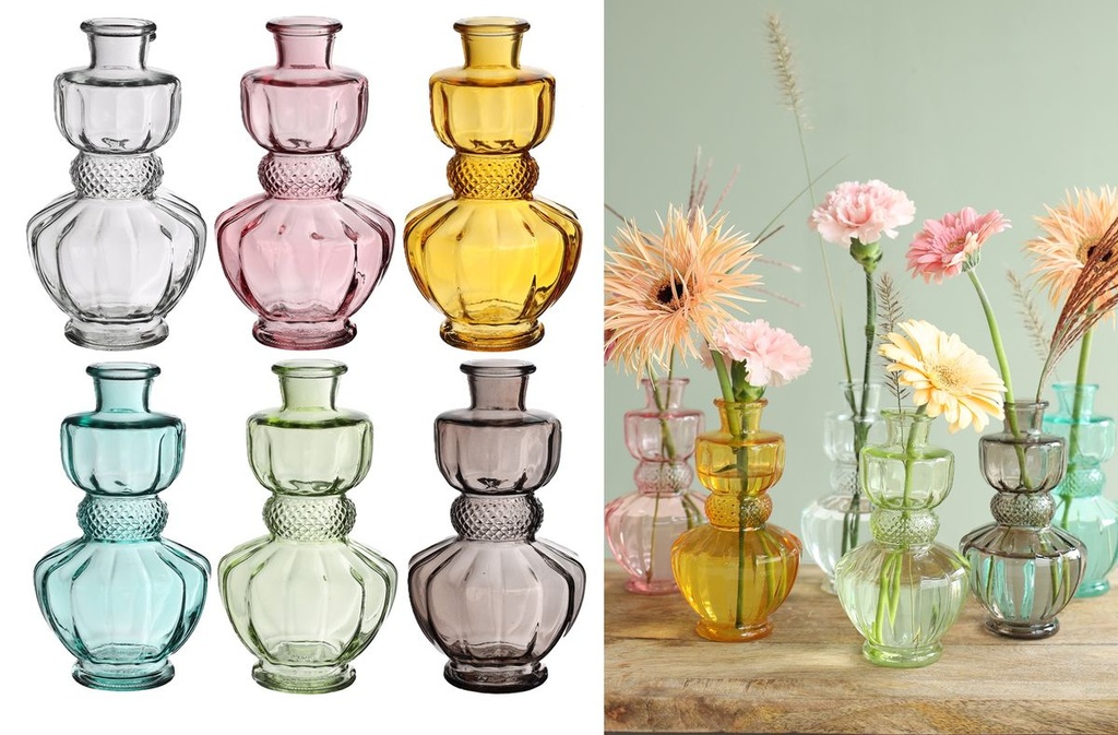 Tischvase 'Bellagio' 15 cm, Ø 8,5 cm, sechs Farben, durchgefärbtes Deko-Glas