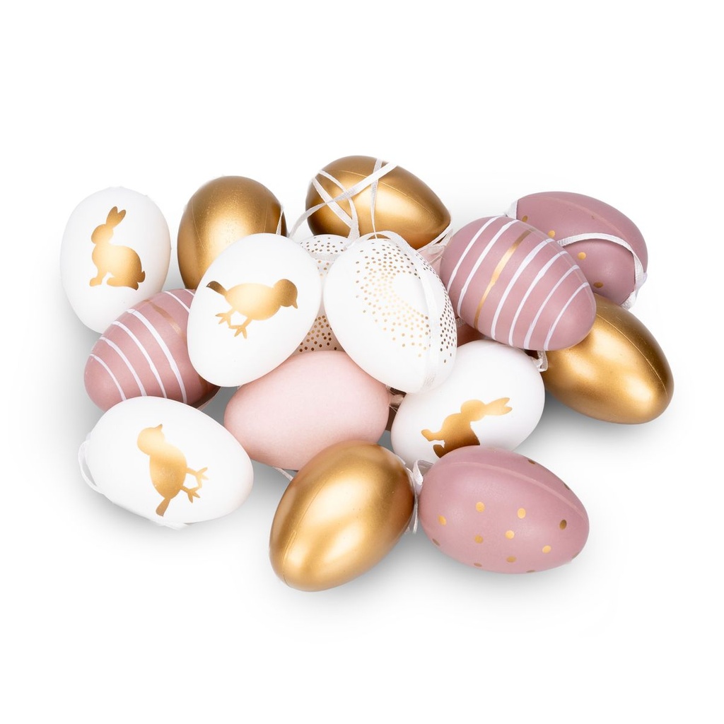 16x Ostereier zum Aufhängen – Kunststoffeier -Ostereier mit Muster – Osterdeko für Innen & Außen – Hängedeko für Osterstrauch – Frühlingsdeko in Pastellfarben