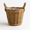 Rattan Pflanzkorb mit Folie & Henkeln – 6 Größen wählbar – Naturkorb als Übertopf, Gartenkorb, Kaminholzkorb & Dekokorb – Rund & Handgefertigt