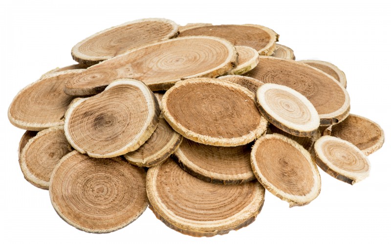 Holzscheiben, rund, 250g 2-5cm