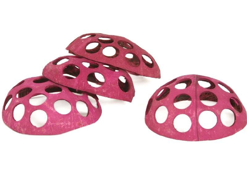 Kokosnussschale gelocht pink (löcher ca. 25mm)