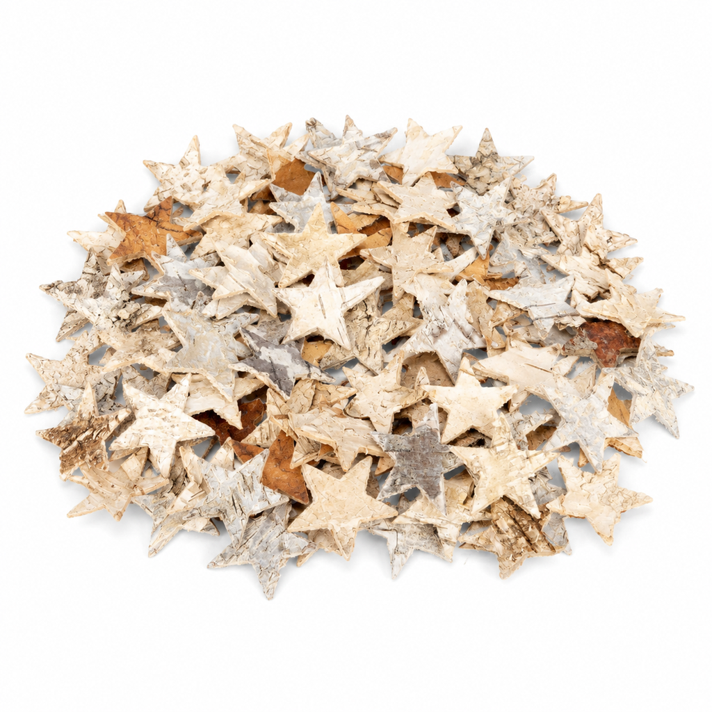 Birkenrinden Sterne 150 Stk. ca. 2,5 cm Streudeko Weihnachtsdeko Natur